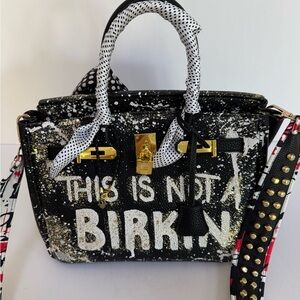 Anca Barbu Black and White Satchel with Gold Accents Almost New!